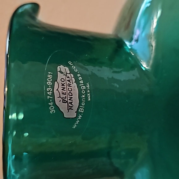 Blenko, 2000 Vintage Water bottle or called Two spouts Vase Seabreeze - Picture 9 of 9